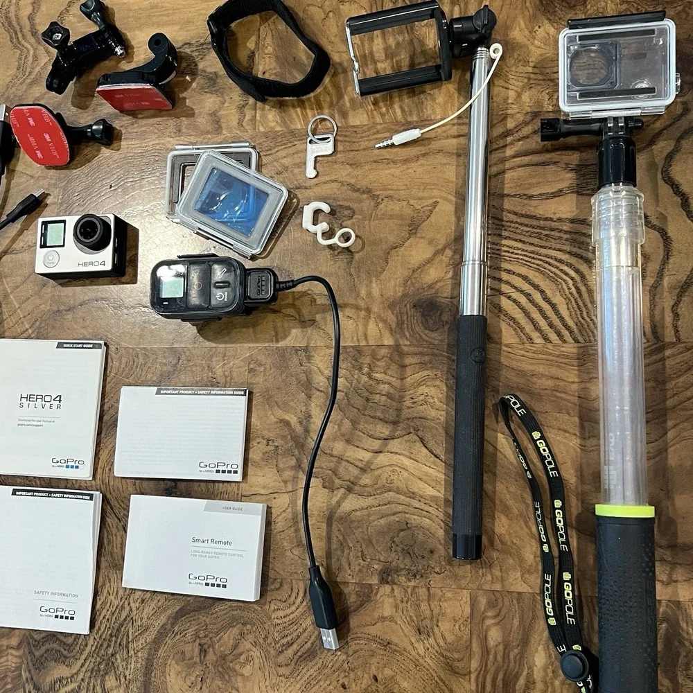 GoPro Hero4 Silver Action Camera Bundle Smart Remote GoPole Mounts